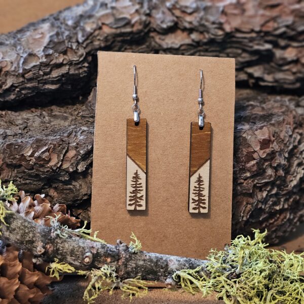 tree star tall rectangle scored dangle earring