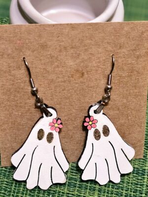 Floral Ghost Halloween Earrings