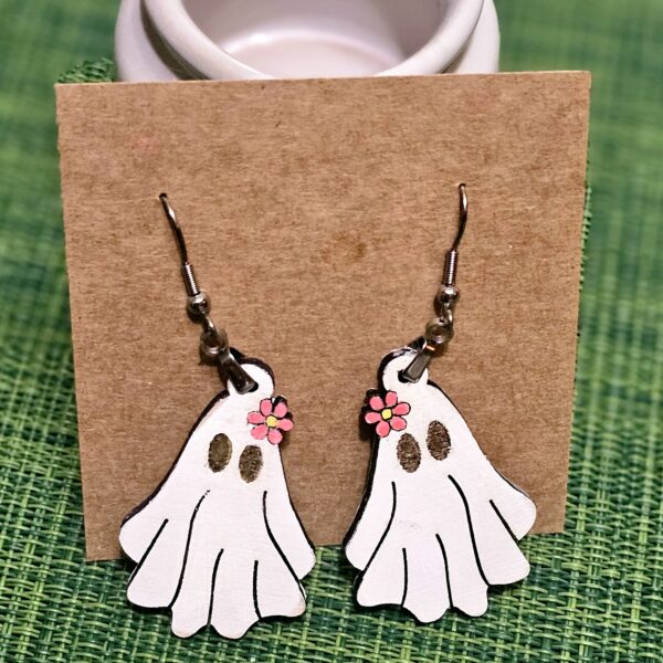 Floral Ghost Halloween Earrings